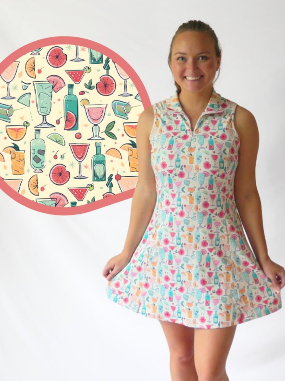 Fun Groovy Cocktail Golf or Tennis Dress with Matching Shorts